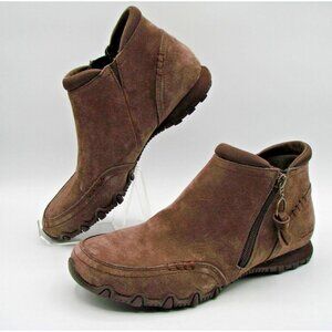 Skechers Womens Size 7 Bikers Lite Suede Ankle Boots Style Good Mood Dark Brown